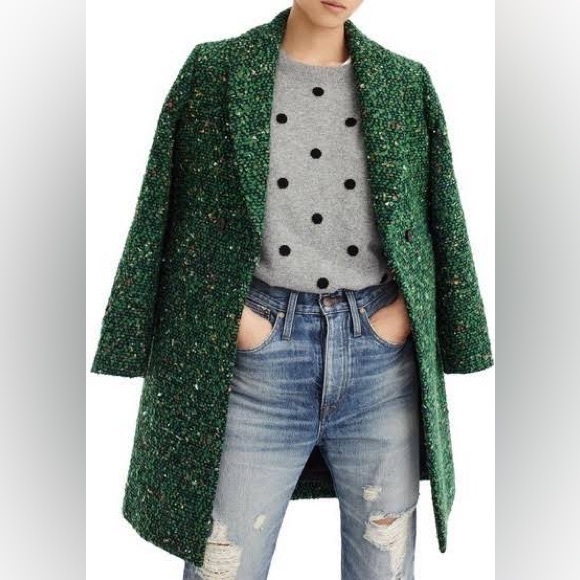 J. Crew Daphne Topcoat in Italian Tweed Green Wool - Picture 4 of 10